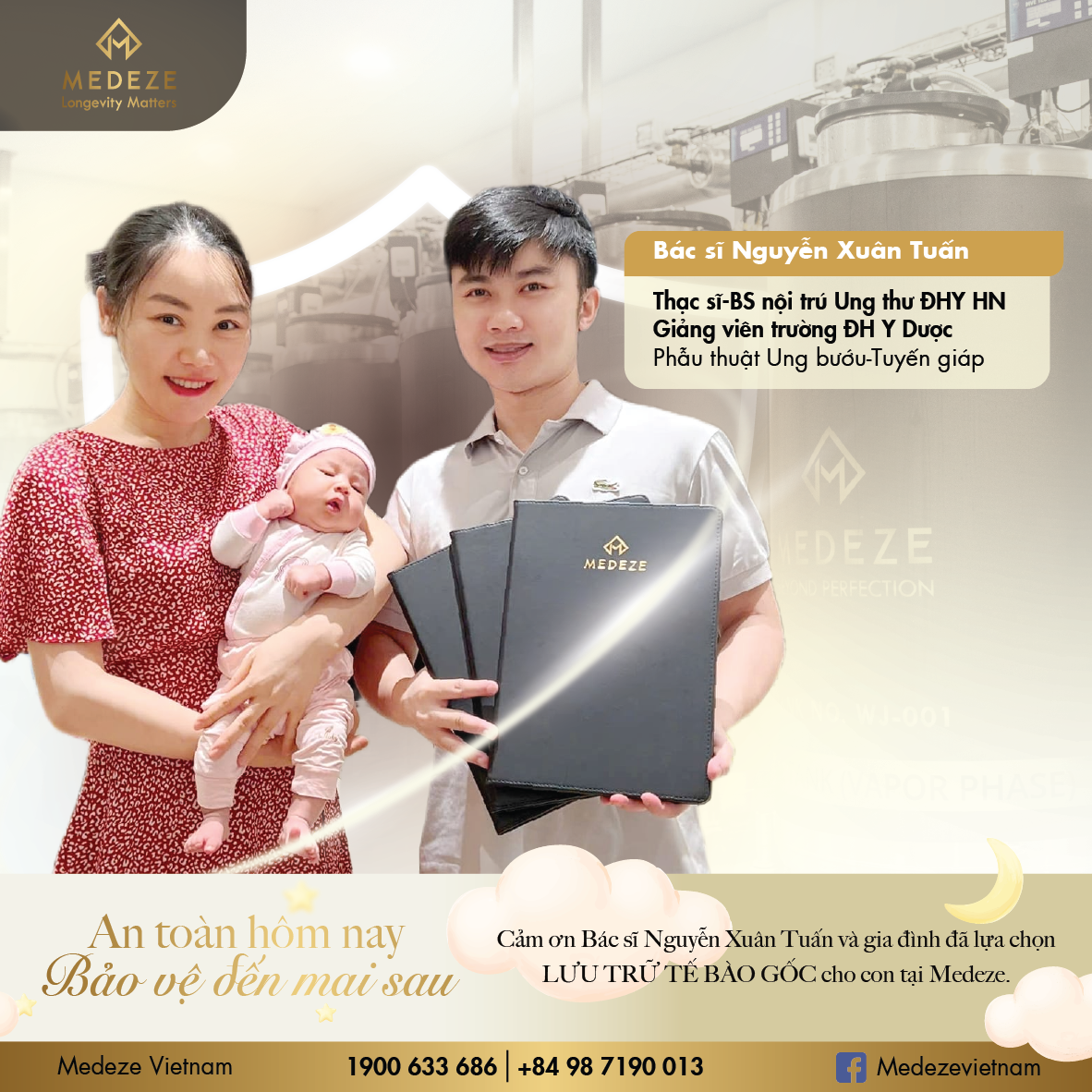 Cảm ơn Quý Bác sĩ đã tin tưởng lựa chọn lưu trữ tế bào gốc cho con tại Medeze